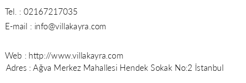 Villa Kayra telefon numaralar, faks, e-mail, posta adresi ve iletiim bilgileri